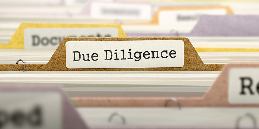 Due Diligence Concept on File Label in Multicolor Card Index. Closeup View. Selective Focus. 3D Render.